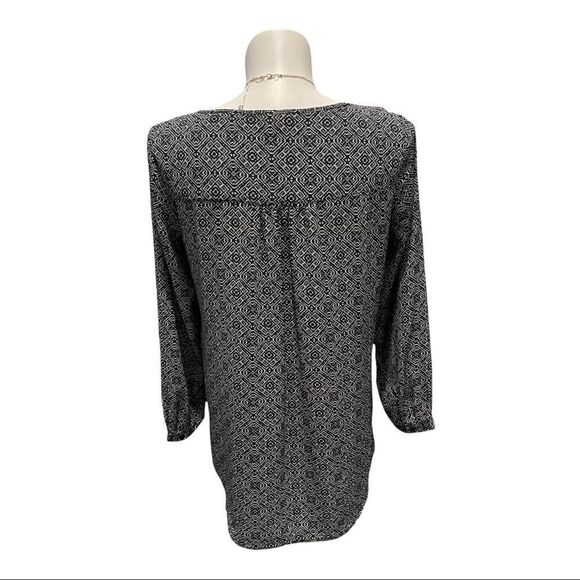 Chelsea & Theodore V-Neck Crossover Design Aztec Print Blouse Top L - Picture 4 of 5